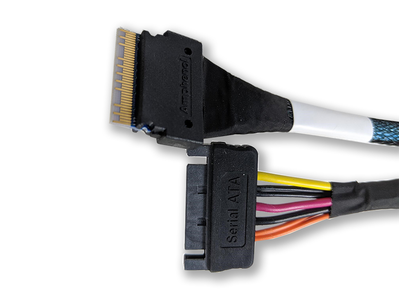32AWG Sleeved Jacket LINKUP Slim SAS SFF-8654 8i Straight to SFF-8654 8i Straight Up 24Gbps High Speed SAS 4.0/PCIe 4.0 Cable for 85ohm PCIe Application NVMe SSD Slimline 050cm 